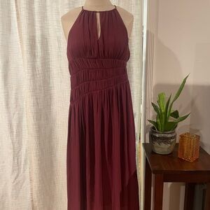 Elegant Burgundy Halter Dress